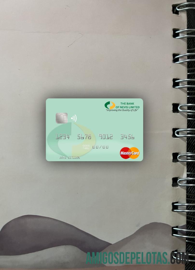 São Cristóvão e Nevis Banco de Nevis Mastercard Photolook Front amostra